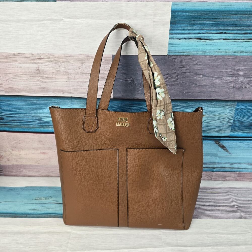 Steve Madden Womens Tote bags handbags With Floral Scarf Purse Shulder Carry 14"